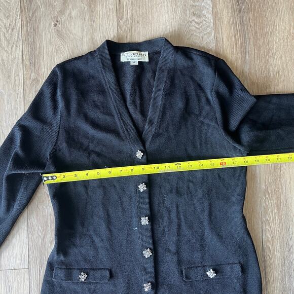 ST. JOHN EVENING Women's Cardigan Size 8 In Black - Picture 5 of 7